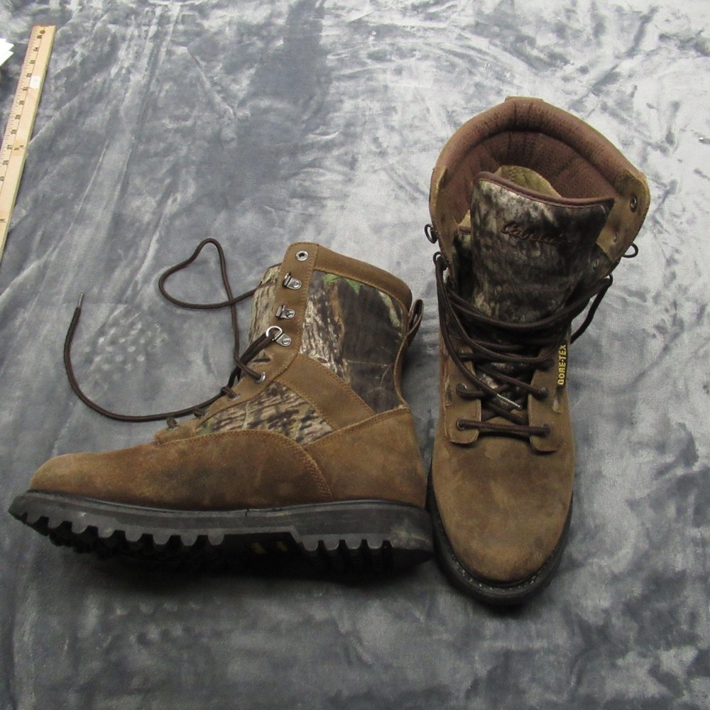 Cabelas Men Hunting Boots 12D Brown Mossy Oak Insulated Gore Tex Waterproof Snow